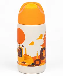 Kicups Stainless Steel Water Bottle Little Cup  water bottle steel For School Kids  350 ml  Little Builders - Peach