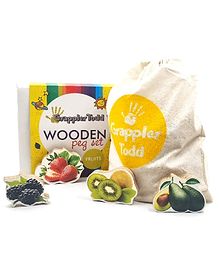 GrapplerTodd, Pack of 12 in 1, Premium Wooden Shape Toys, Real Images Educational Toy, 6 Months to 6 Years Kids (Fruits)