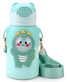 SCHOOLISH Kawaii Water Bottle with Straw, 520ml Stainless Steel Sports Water Bottle Portable Child Thermal Bottle Vacuum Drinking Cups- 520 ml - PACK OF 1 - GREEN