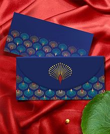 QIPS | NUKKAD Pack of 10 Foil-Printed Shagun Lifafa /Money Envelopes - Peacock Motif Print