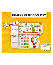 KYDS PLAY Beginner's Learning 3 Set of 36 Double Sided Flash Cards, Marker Pen, Stickers, Colouring Sheets