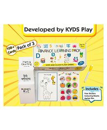 KYDS PLAY Advance Learning 3 Set of 36 Double sided Flash cards, Marker Pen, Stickers, Colouring Sheets