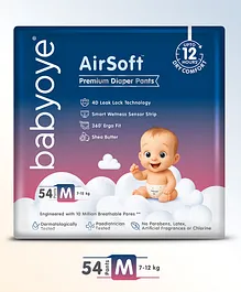 Babyoye Air Soft Premium Pant Style Diapers
                        Medium - 54 Pieces | All Night Dryness |
                        Prevents Diaper Rash | Upto 12 Hr Leakage
                        Protection | Super Soft & Comfy | Quick
                        Absorption
