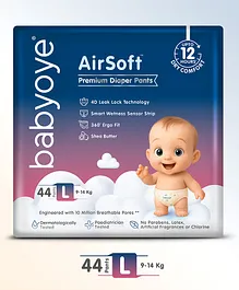 Babyoye Air Soft Premium Pant Style Diapers
                        Large - 44 Pieces | All Night Dryness | Prevents
                        Diaper Rash | Upto 12 Hr Leakage Protection |
                        Super Soft & Comfy | Quick Absorption