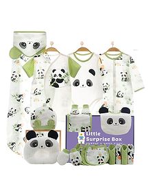 Little Surprise Box Big Panda Theme Unisex 21 Pcs Newborn Baby Girl/Boy Hamper 0 - 12Months- Multicolor
