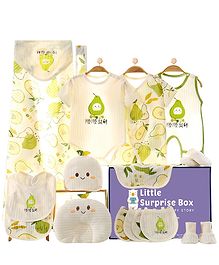 Little Surprise Box, 18 pcs Green Pear Newborn Baby Girl/ Boy Gift Box , all season wear Hamper, (0 - 12 months)
