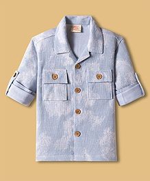 Rikidoos Full Sleeves Tie Dye Shirt - Light Blue
