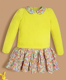 Cherry Crumble By Nitt Hyman Knit Full Sleeves Floral Printed Sweatshirt Style Dress - Multi Colour