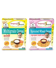 Sampoorna Satwik Combo Multigrain Stage 1 & Sprouted Wheat Cereal Pack of 2 - 200 gm each