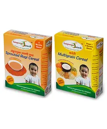 Sampoorna Satwik Combo Multigrain Stage 1 & Sprouted Ragi Cereal Pack of 2 - 200 gm each