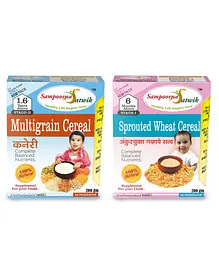 Sampoorna Satwik Combo Multigrain Stage 2 & Sprouted Wheat Cereal Pack of 2 - 200 gm each