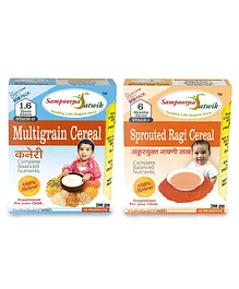 Sampoorna Satwik Combo Multigrain Stage 2 & Sprouted Ragi Cereal Pack of 2 - 200 gm each