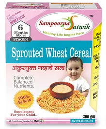Sampoorna Satwik Combo Multigrain Stage 2 With Sprouted Wheat & Ragi Cereal Pack of 3 - 200 gm each