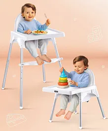 Babyhug Highchair and Small Feeding Chair -
                        White| Removable Feeding Tray| Adjustable
                        Footrest| Safety Harness| Anti-skid Base| Easy
                        Assembly| Sturdy and Durable