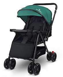 StarAndDaisy Foldable Baby Pram for 0-3 years Travel  Baby Stroller for Newborn to Toddler  360° Swivel Lockable Front Wheels  Adjustable Canopy  5 Point Harness - Green
