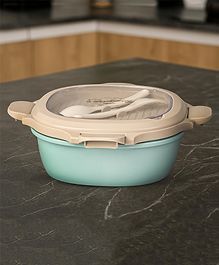 BAYBEE Lunch Box for Kids 3 Compartment with Spoon & Fork | BPA Free Food Grade Leak Proof Tiffin Box for School, Office, College | Hot Microwave & Dishwasher Safe Lunchbox Kids, Adults 1100ml (Blue)
