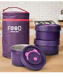 BAYBEE Insulated Lunch Box with 3 Stainless Steel Bowls & Carry Bag | Leakproof, BPA-Free Tiffin Box for Kids & Adults | Microwave Safe Food Storage Container (600 ml,400,400) Office, School, Picnic