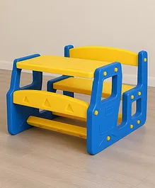 eHomeKart School Activity Study Desk for Kids - Playgro Dual Seater Plastic Study Table and Chair - Perfect Study Table and Bench for Home and Schools