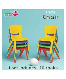eHomeKart Baby Plastic Kids Chair Set - L33 X B31 X H51 Cm (10 Chairs) - Ten- Colour of The Chairs May Vary, Multicolor