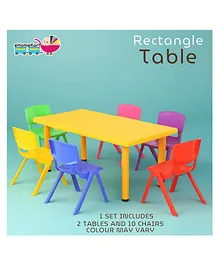 eHomeKart Rectangle Kids Table Set of 2 with 10 Chairs  Two Plastic Study Table for Home or School (48