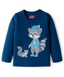 Babyhug 100% Cotton Knit Full Sleeves T-Shirt with Squirrel Graphic - Navy Blue