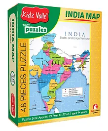 Kidz Valle India Map Jigsaw Puzzle Set Multicolour - 48 Pieces