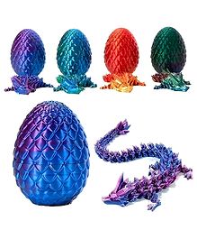 NEGOCIO 3d Printed Dragon, Rotatable and Poseable 3d Articulated Dragon Toy Articulated Crystal Dragon Egg- Pack of 1- Color May Vary