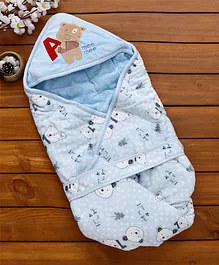 Mee Mee Cotton Hooded Wrapper Bear Print (Color & Print May Vary)