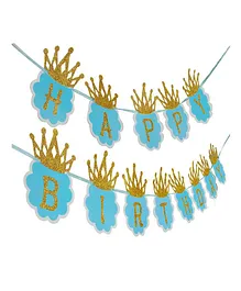 Shopperskart Happy Birthday Banner Crown Design - Blue