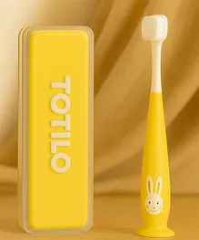 Totilo Kids Bunny Toothbrush with Soft
                      Silicone Head, Blue and White, Stand - Up Base -
                      Yellow