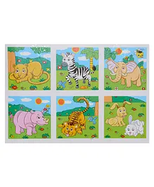 VibgyorVibes 6 In 1 Wooden Blocks Puzzle Zoo Animal Theme Multicolour - 9 Pieces