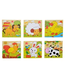 VibgyorVibes 6 In 1 Wooden Blocks Puzzle Pets Theme Multicolour - 9 Pieces