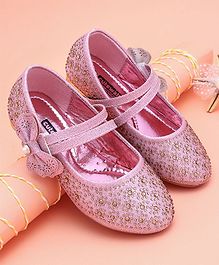 Cute Walk by Babyhug Party Wear Belly Shoes Bow & Studded Detail - Pink