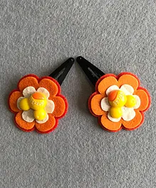 Kalacaree Pair Of Flower Hair Clips - Orange