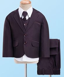 Rikidoos Full Sleeves Solid 4 Piece Suit Set With Tie - Wine