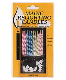B Vishal Magic Relighting Candles Pack of 10 - Multicolour