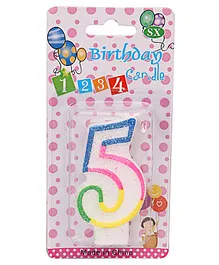 B Vishal Decorative Numeral Candle 5 - Multicolor