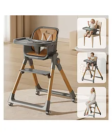 R for Rabbit Walnut High Chair for Baby
                        3-in-1 Convertible Design Dual-Layer Meal Tray
                        Smooth Wheels with Brakes Foldable and Compact
                        Travel Friendly 6 Months to 3 Years Kids (Dark
                        Grey)
