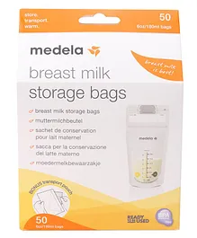 Medela Breast Milk Storage Bags Pack of 50 - 180 ml Each (Packaging May Vary)