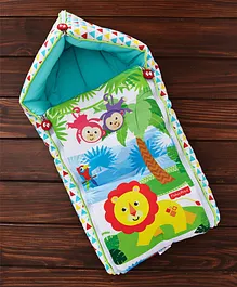 Fisher Price 3 in 1 Baby Carry Nest Monkey & Lion Print - Blue