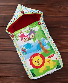 Fisher Price 3 in 1 Baby Carry Nest Monkey & Lion Print - Red
