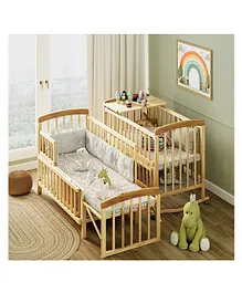 Furnifest FlexiCot 16 in 1 Wooden Baby Cot
                        with Rocking Function Mattress for both standard
                        and extened mode - Beige