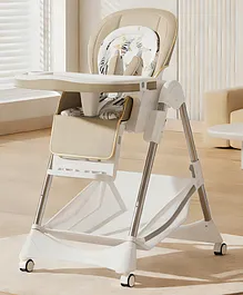 Babyhug Elevato High Chair with 7 Level
                        Height Adjustment & Cushion Seat - Cream |
                        3-Recline Modes | Compact Fold | Lockable Wheels
                        | Double Food Tray | Adjustable Foot-rest |
                        Storage Basket