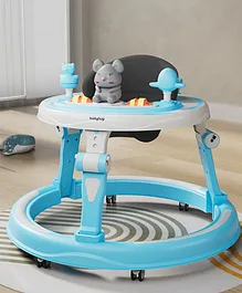 Babyhug 360° Joy Baby Walker with
                        Convertible Feeding & Musical Toy Tray -
                        Light Blue| Adjustable Height| Compact Fold|
                        Activity cum Push Walker| Smooth Swivel Wheels|
                        Padded Cushion Seat (Color May Vary)