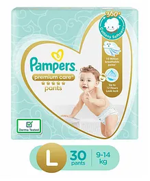 Pampers Premium Care Pants, Large size baby diapers (L), 30 Count, Softest ever Pampers pants