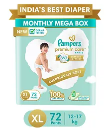 Pampers Premium Care Pants, Extra Large size baby diapers (XL), 72 Count, Softest ever Pampers pants