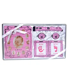 Passion Petals Newborn Baby Hand And Foot Print Gift Set Pink - 5 Pieces