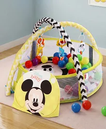 Babyhug Disney Baby 3-in-1 Play Gym with
                        Ball Pit, Hanging Toys & Mickey Storage
                        Pocket| 30 Colorful Balls| Flexible Arches|
                        Foldable Mesh Arena| Sensory & Motor Skill
                        Development| BIS Certified