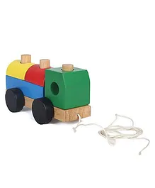 Little Genius Wooden Round Block Truck - Multi Colour