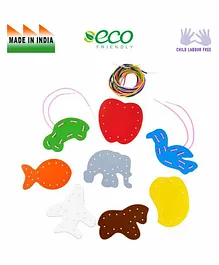 Eduedge Wooden Lacing Objects Educational Toy - Multicolor